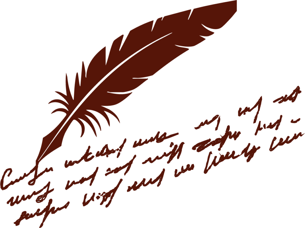 Feather pen writing